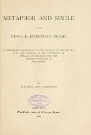 Cover of: Metaphor and simile in the minor Elizabethan drama.
