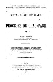 Cover of: Métallurgie générale: procédés de chauffage : combustibles solides ... by Urbain Le Verrier