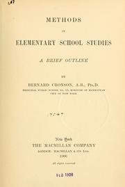 Cover of: Methods in elementary school studies by Cronson, Bernard, Cronson, Bernard