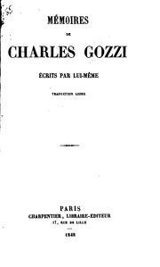 Cover of: Mémoires de Charles Gozzi ...: écrits par lui-même