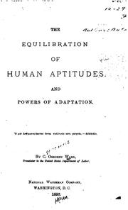 Cover of: Equilibration of Human Aptitudes and Powers of Adaptation