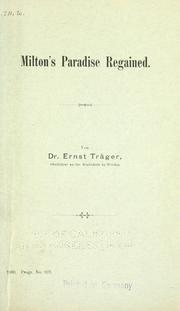 Cover of: Milton's Paradise regained.