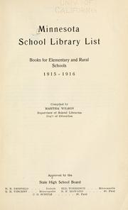 Cover of: Minnesota school library list.: Books for elementary and rural schools 1915-1916.
