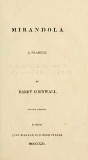 Cover of: Mirandola by Barry Cornwall