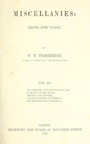Cover of: Miscellanies | William Makepeace Thackeray