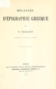 Cover of: Mélanges d'épigraphie grecque.