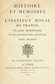 Cover of: Mémoires de l'Institut national de France.