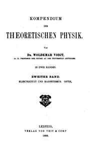 Cover of: Kompendium der theoretischen Physik by Woldemar Voigt