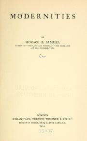 Cover of: Modernities by Horace Barnett Samuel