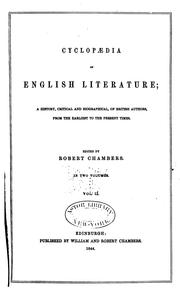 Cover of: Cyclopaedia of English Literature: A History, Critical and Biographical, of ... by Robert Chambers