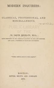 Cover of: Modern inquiries: classical, professional, and miscellaneous.