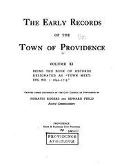Cover of: The Early Records of the Town of Providence