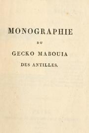 Cover of: Monographie du gecko Mabouia des Antilles ...