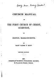 Cover of: Church Manual of the First Church of Christ, Scientist, in Boston, Massachusetts