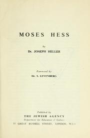 Cover of: Moses Hess by Joseph Elias Heller