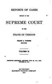 Cover of: Reports of Cases Decided in the Supreme Court of the State of Oregon