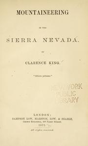 Cover of: Mountaineering in the Sierra Nevada