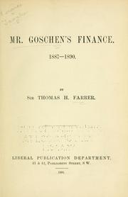 Cover of: Mr. Goschen's finance.: 1887-1890.