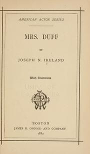 Cover of: Mrs. Duff.