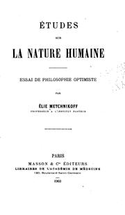 Cover of: Etudes sur la nature humaine: essai de philosophie optimiste