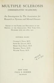 Cover of: Multiple sclerosis (disseminated sclerosis) by Association for Research in Nervous and Mental Disease.