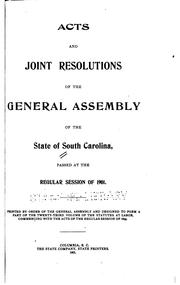 Cover of: Acts and Joint Resolutions of the General Assembly of the State of South ...