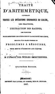 Cover of: Traité d'arithmétique: contenant toutes les opérations ordinaires du calcul, les fractions, l ...