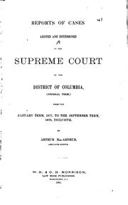Cover of: Reports of Cases Argued and Determined in the Supreme Court of the District ...