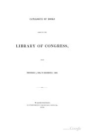 Cover of: Catalogue of Books Added to the Library of Congress