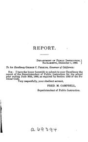 Cover of: Report by California. Dept. of Public Instruction., California State Department of Education, California. Dept. of Public Instruction.