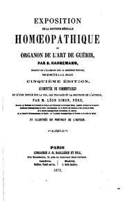 Cover of: Exposition de la doctrine médicale homoeopathique by Samuel Hahnemann