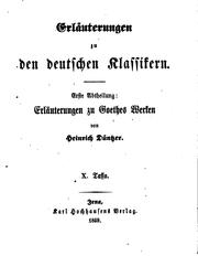 Cover of: Erläuterungen zu Goethes Werken