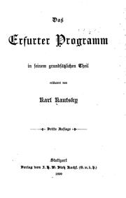Cover of: Das Erfurter Programm in seinem grundsätzlichen Theil