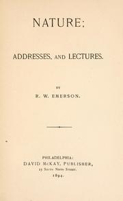 Cover of: Nature, addresses, and lectures