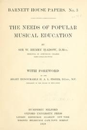 Cover of: The needs of popular musical education