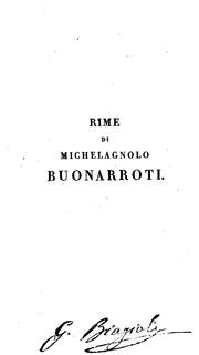 Cover of: Rime di Michelagnolo Buonarroti, il vecchio