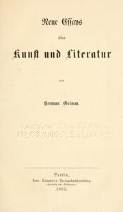 Cover of: Neue essays über kunst und literatur by Herman Friedrich Grimm