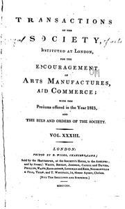 Cover of: Transactions of the Society Instituted at London for the Encouragement of ...