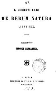 Cover of: T. Lucreti Cari De rerum natura libri sex by Titus Lucretius Carus