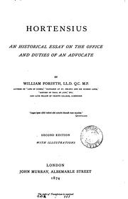 Cover of: Hortensius; or, The advocate, an historical essay
