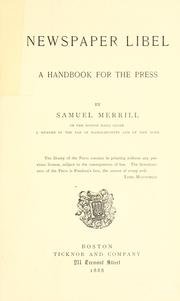 Cover of: Newspaper libel: a handbook for the press