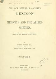 Cover of: New Sydenham Society's lexicon of medicine and the allied sciences: based on Mayne's Lexicon