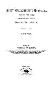 Cover of: Early Massachusetts Marriages Prior to 1800 ...