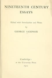 Cover of: Nineteenth century essays by George Sampson