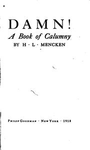 Cover of: Damn!: A Book of Calumny