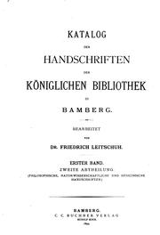 Cover of: Katalog der Handschriften der königlichen Bibliothek zu Bamberg