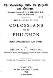 Cover of: The Epistles to the Colossians and to Philemon by Handley C. G. Moule
