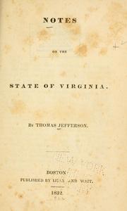 Cover of: Notes on the state of Virginia. by Thomas Jefferson