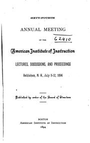 Cover of: Annual Meeting of the American Institute of Instruction
