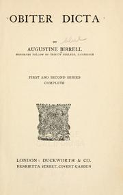 Cover of: Obiter dicta by Augustine Birrell